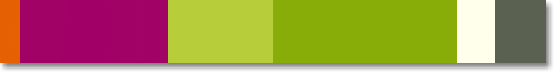 lime green color scheme: vermilion, fuchsia, citrus greens, lily white