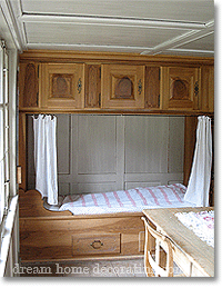 built-in Alpine country bed with curtains