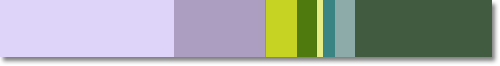 color combination chart: lilac, yellow greens, bluish greens