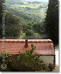 Red roof tiles and Tuscan landscape