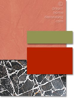 Tuscan-inspired color scheme of chianti, rose madder, green and grey