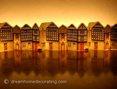 free printable christmas card & decoration: English Tudor cottages